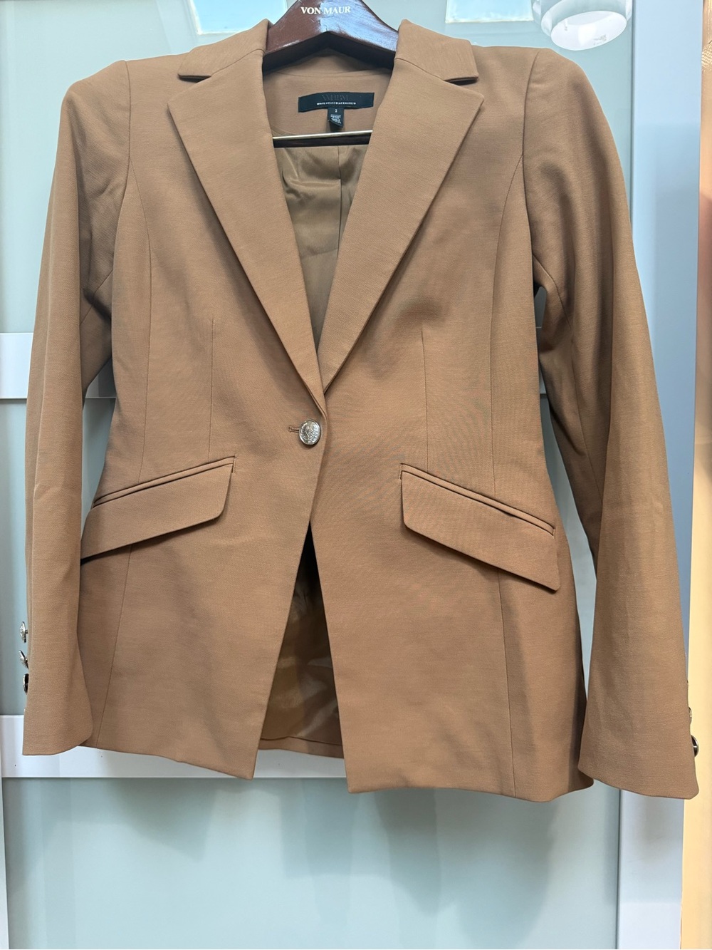 White House Black Market Women's Camel Single-Button Blazer Size 2